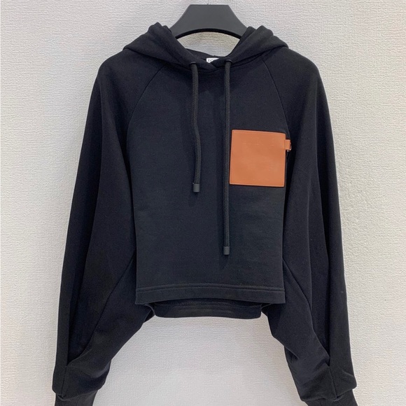 Loewe Black Hoodie with Tan Accent Pocket - Picture 1 of 7